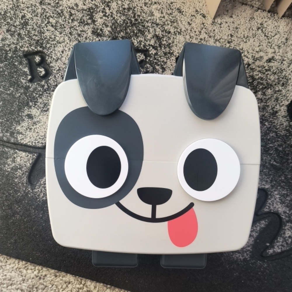 Pet Simulator Cute Dog Face Dalmatian Pet Carrier Or Bank Gray and Black